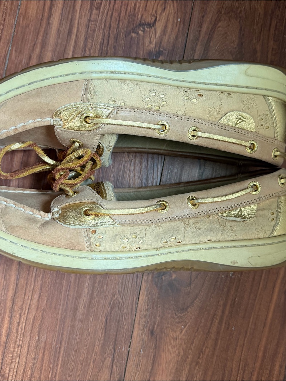 Sperry Women's Tan Boat Shoes with Gold Eyelets